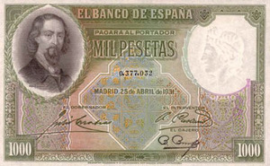Билет 1000 песет 1931, Испания
